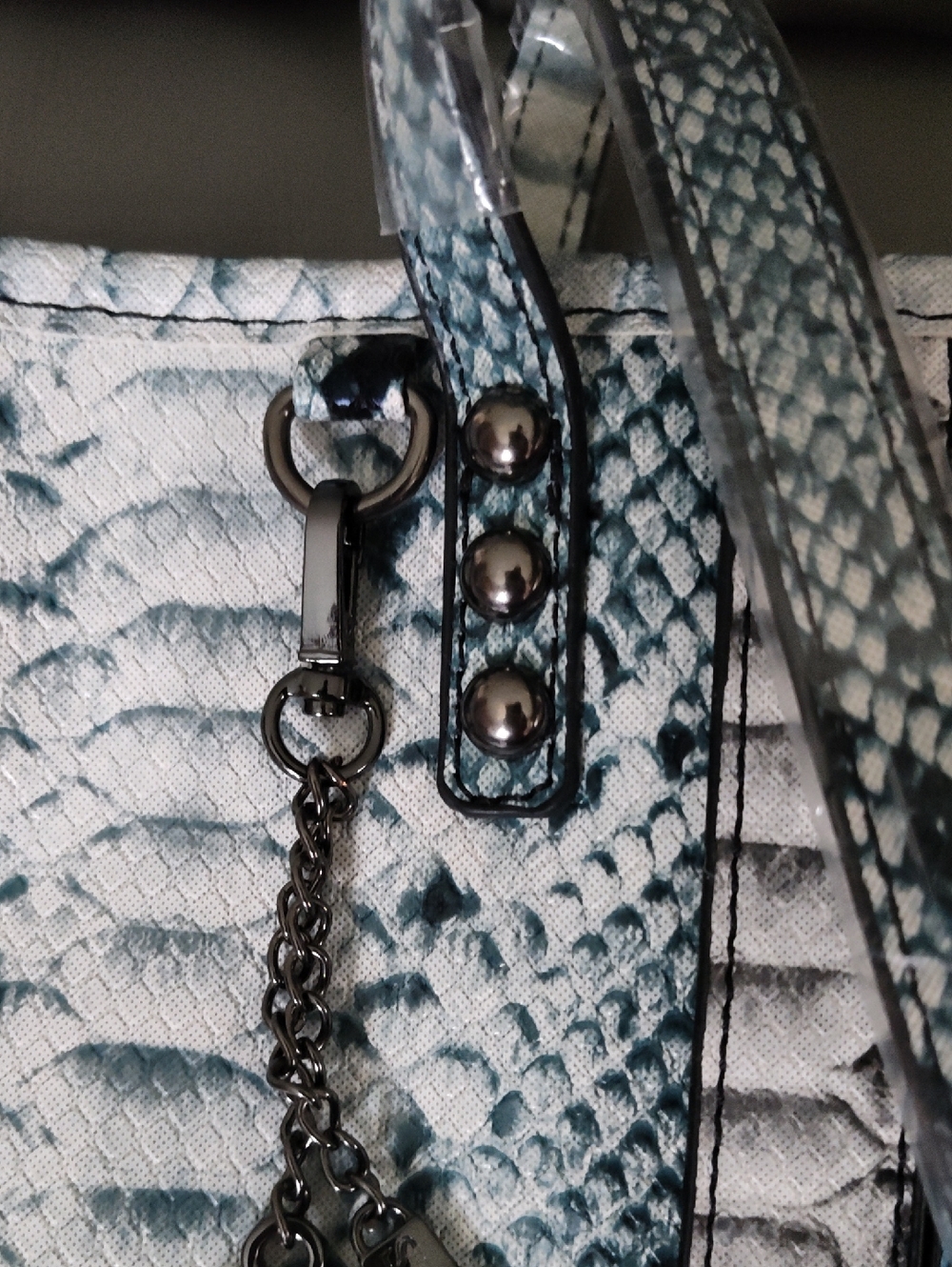 Bagley Mishka NWT Multicolor Snake-Print Tote Bag Vegan Leather, Purse Pillow - Picture 6 of 15